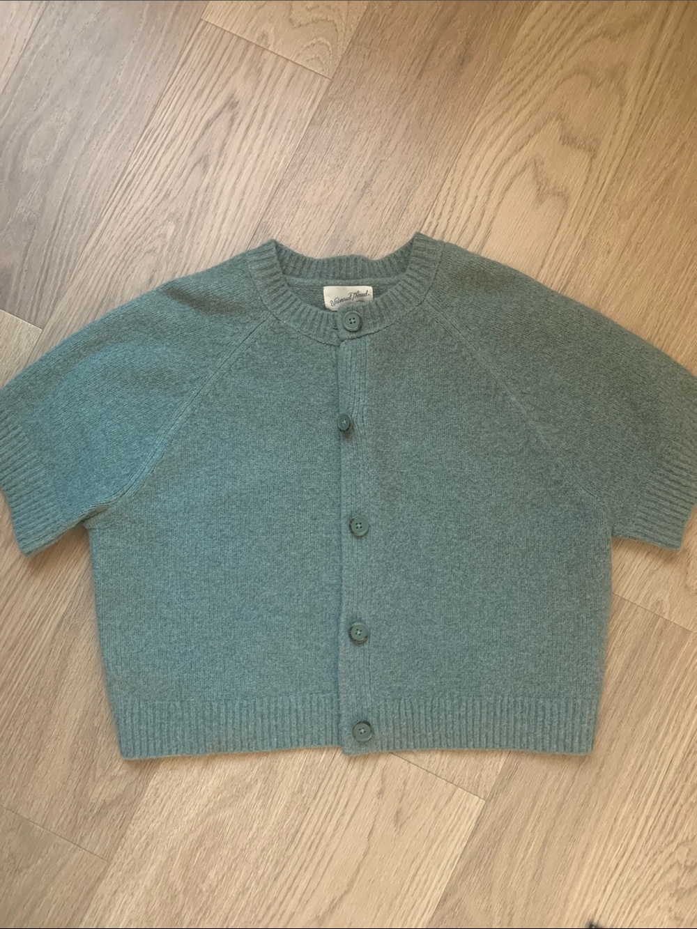 Universal Thread Short-Sleeve Button Cardigan in Sage Green